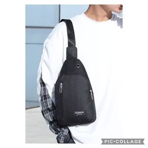 Mens black shoulder satchel